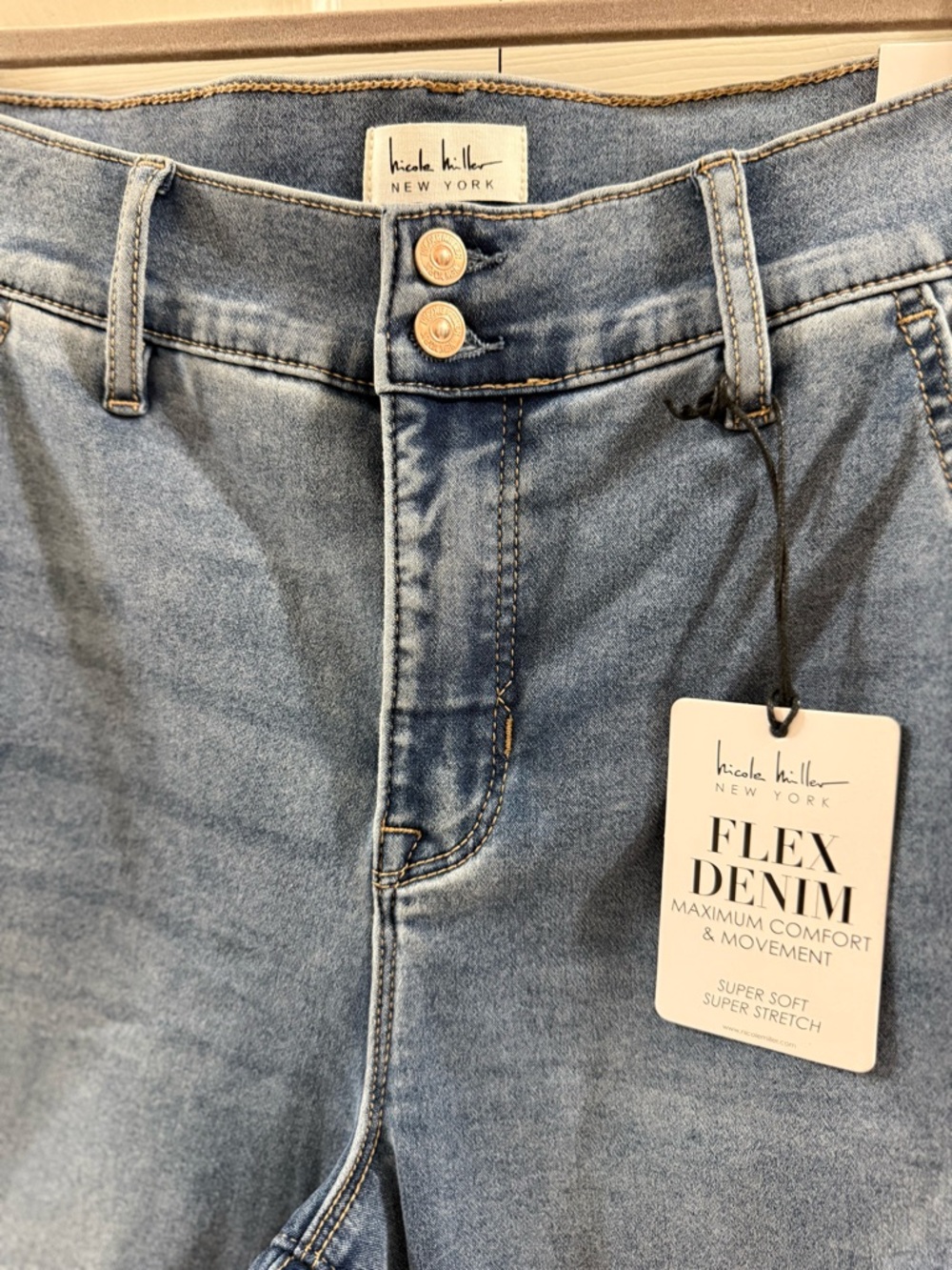 Nicole Miller Flex Denim Jeans Sz 12 Light Wash High Rise Bootcut Stretch NWT - Picture 7 of 15
